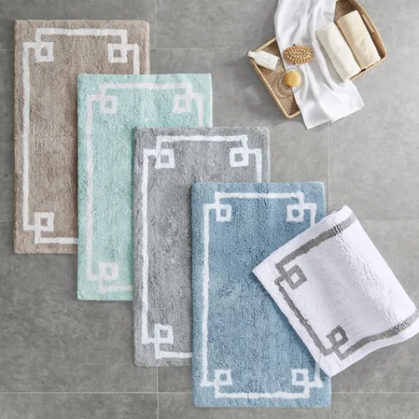 Bathroom Rugs-Kirkland's Home Simple Trim Cotton Tufted Bath Mat, 40 In. Blue
