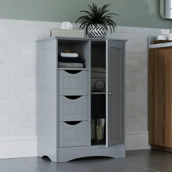 Cabinets & Sideboards-Kirkland's Home Single Door 3-Drawer Cabinet Gray