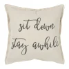 Pillows-Kirkland's Home Sit Down Stay Awhile Accent Pillow Tan/Black