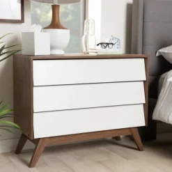 Dressers & Chests-Kirkland's Home Slant Midcentury Two-Tone Chest Brown/White