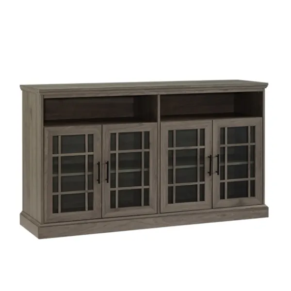 Tv Stands & Media Consoles-Kirkland's Home Slate Glass Door Classic Tv Stand Gray