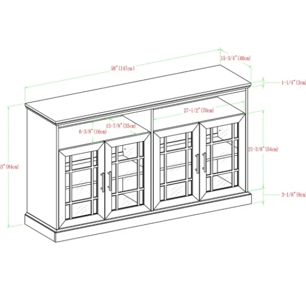 Tv Stands & Media Consoles-Kirkland's Home Slate Glass Door Classic Tv Stand Gray