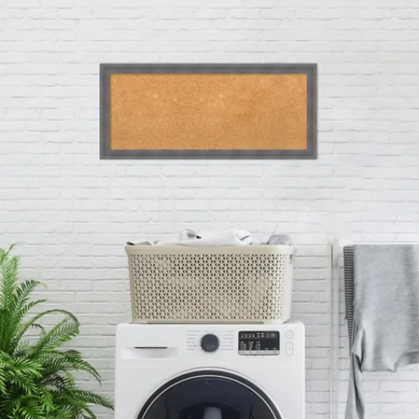 Memo & Chalkboards-Kirkland's Home Slate Gray Framed Corkboard Gray/Brown