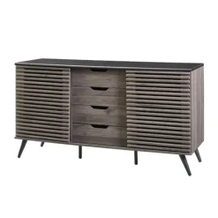 Cabinets & Sideboards-Kirkland's Home Slate Slatted 4-Drawer Cabinet Gray