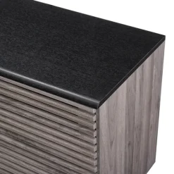 Cabinets & Sideboards-Kirkland's Home Slate Slatted 4-Drawer Cabinet Gray
