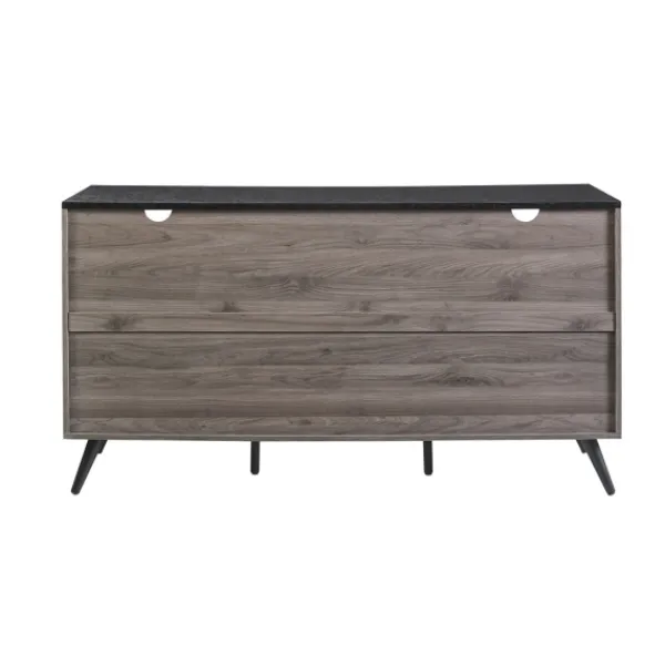 Cabinets & Sideboards-Kirkland's Home Slate Slatted 4-Drawer Cabinet Gray