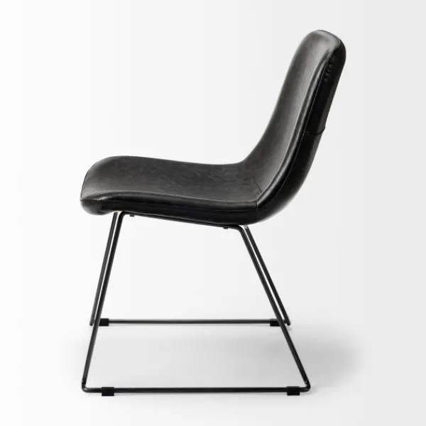 Dining Chairs-Kirkland's Home Slate Vegan Leather Bucket Dining Chairs, Set Of 2 Black