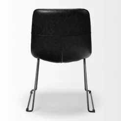 Dining Chairs-Kirkland's Home Slate Vegan Leather Bucket Dining Chairs, Set Of 2 Black