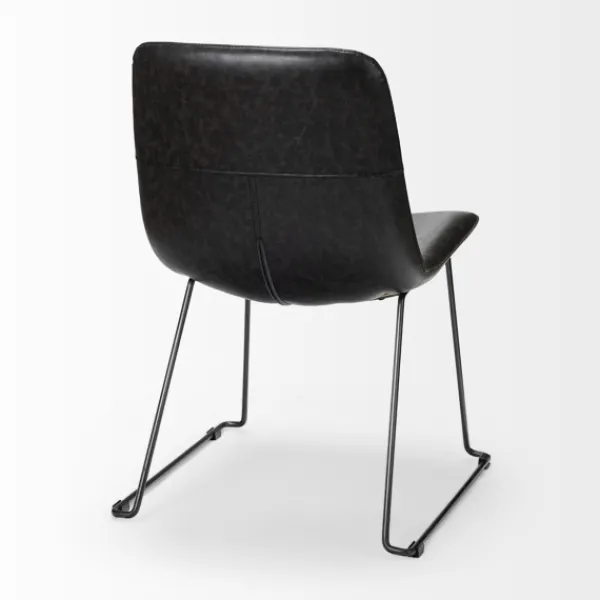 Dining Chairs-Kirkland's Home Slate Vegan Leather Bucket Dining Chairs, Set Of 2 Black