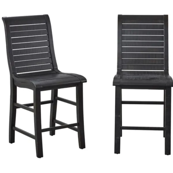 Bar Stools & Counter Height Stools-Kirkland's Home Slatted Counter Stools, Set Of 2 Black