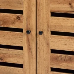 Entryway Furniture-Kirkland's Home Slatted Oak Wood Cabinet