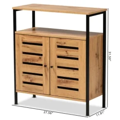 Entryway Furniture-Kirkland's Home Slatted Oak Wood Cabinet