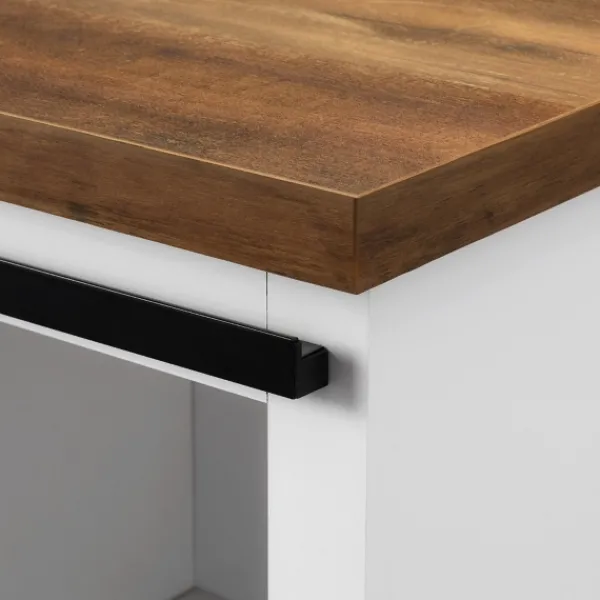 Cabinets & Sideboards-Kirkland's Home Slatted Sliding Barn Door White And Oak Cabinet Brown