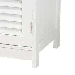 Bathroom Furniture-Kirkland's Home Slatted Wood Bathroom Cabinet White