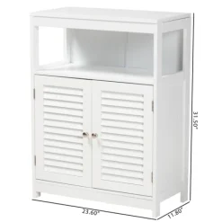 Bathroom Furniture-Kirkland's Home Slatted Wood Bathroom Cabinet White