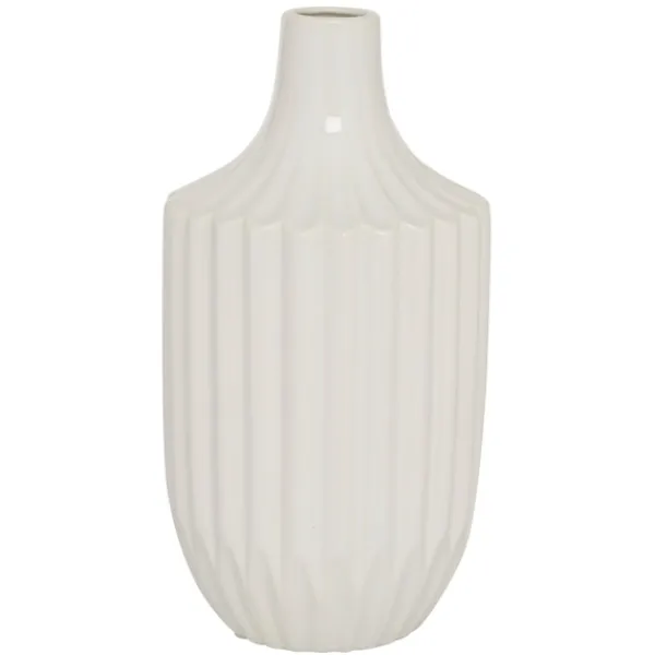 Vases-Kirkland's Home Slender Curtain Ribbed Vase, 13 In. White