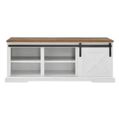 Entryway Furniture-Kirkland's Home Sliding Barn Door Bench White