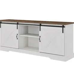 Tv Stands & Media Consoles-Kirkland's Home Sliding Barn Door Media Cabinet White