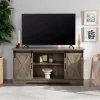 Tv Stands & Media Consoles-Kirkland's Home Sliding Barn Door Open Shelf Wash Tv Stand Gray