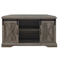 Tv Stands & Media Consoles-Kirkland's Home Sliding Barn Doors Corner Tv Stand Gray