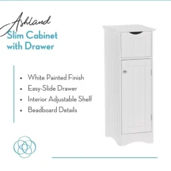 Bathroom Furniture-Kirkland's Home Slim Single Door Cabinet With Drawer White
