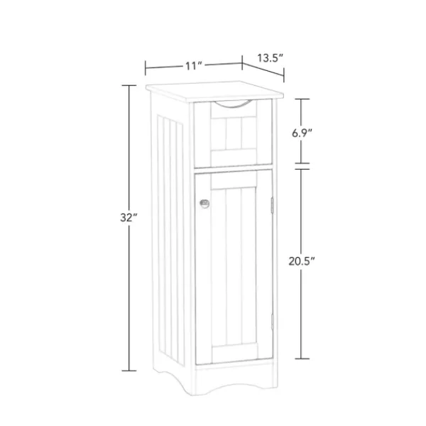 Bathroom Furniture-Kirkland's Home Slim Single Door Cabinet With Drawer White