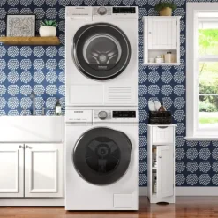 Bathroom Furniture-Kirkland's Home Slim Single Door Cabinet With Drawer White