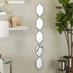 Decorative Mirrors-Kirkland's Home Slim Stacked Hexagons Wall Mirror Silver