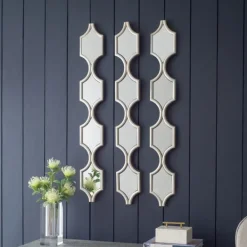 Decorative Mirrors-Kirkland's Home Slim Stacked Trellis Wall Mirror Silver