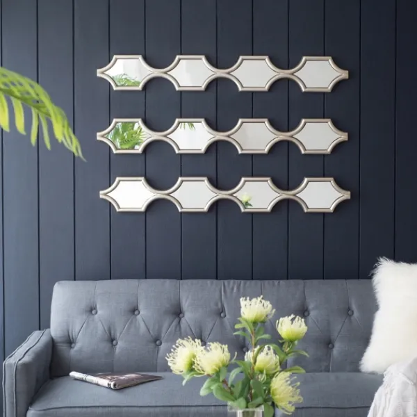 Decorative Mirrors-Kirkland's Home Slim Stacked Trellis Wall Mirror Silver