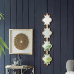 Decorative Mirrors-Kirkland's Home Slim Stacked Trellis Wall Mirror Gold