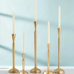 Candle Holders-Kirkland's Home Slim Taper Candle Holder, 12 In. Gold