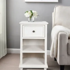 Accent & End Tables-Kirkland's Home Slim Wooden 2-Shelf Side Table White
