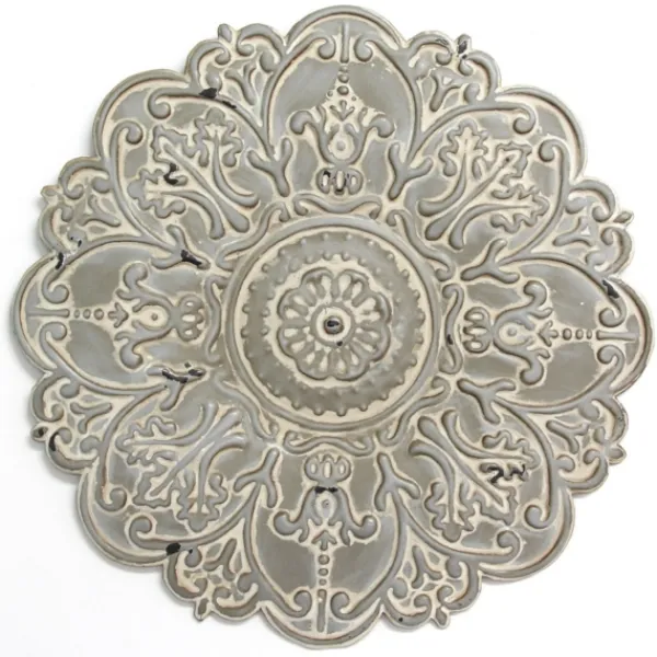 Wall Plaques-Kirkland's Home Small Metal Medallion Wall Plaque Gray