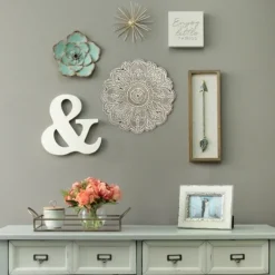 Wall Plaques-Kirkland's Home Small Metal Medallion Wall Plaque Gray