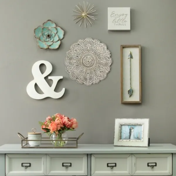 Wall Plaques-Kirkland's Home Small Metal Medallion Wall Plaque Gray