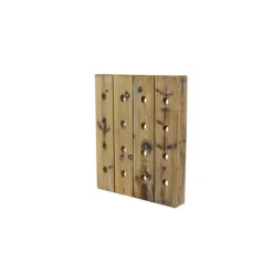 Decorative Accents-Kirkland's Home Small Rustic Barn Wood Wine Bottle Holder Brown
