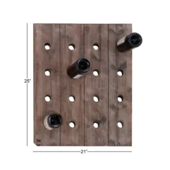 Decorative Accents-Kirkland's Home Small Rustic Barn Wood Wine Bottle Holder Brown