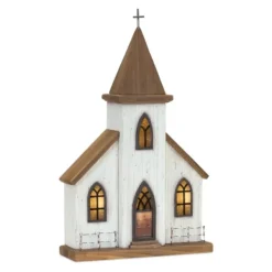 Statues & Figurines-Kirkland's Home Small Wooden Church Tabletop Statue Brown