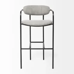 Bar Stools & Counter Height Stools-Kirkland's Home Smoke Arm Rest Upholstered Bar Stool Gray