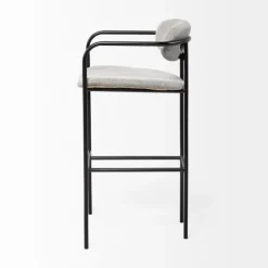 Bar Stools & Counter Height Stools-Kirkland's Home Smoke Arm Rest Upholstered Bar Stool Gray
