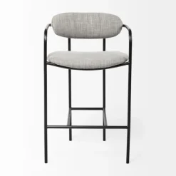 Bar Stools & Counter Height Stools-Kirkland's Home Smoke Arm Rest Upholstered Counter Stool Gray
