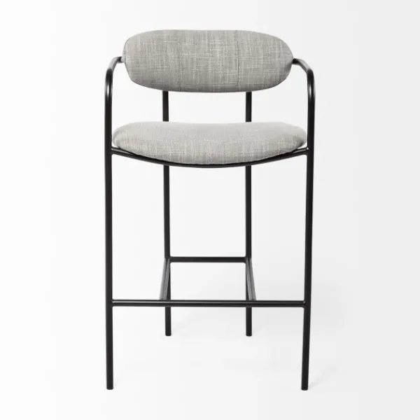 Bar Stools & Counter Height Stools-Kirkland's Home Smoke Arm Rest Upholstered Counter Stool Gray