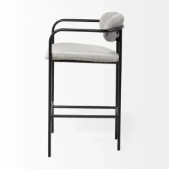 Bar Stools & Counter Height Stools-Kirkland's Home Smoke Arm Rest Upholstered Counter Stool Gray