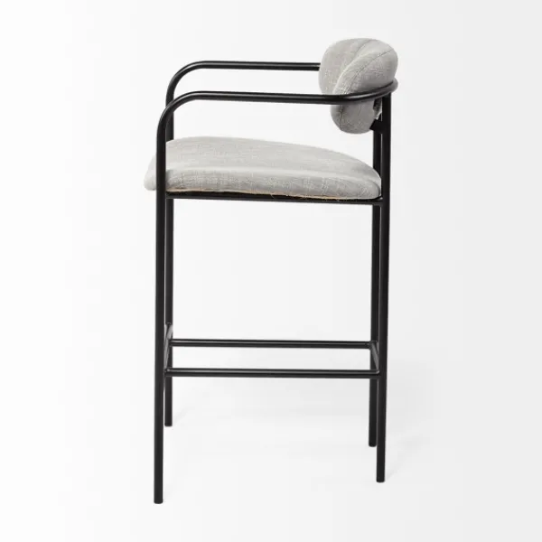 Bar Stools & Counter Height Stools-Kirkland's Home Smoke Arm Rest Upholstered Counter Stool Gray