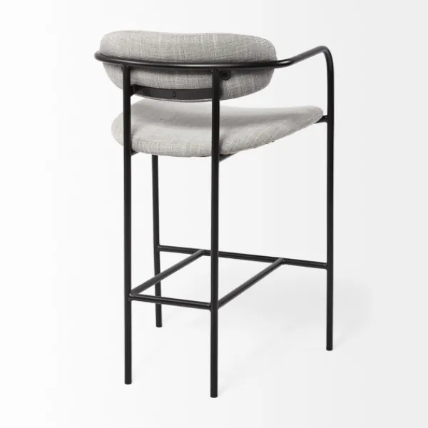 Bar Stools & Counter Height Stools-Kirkland's Home Smoke Arm Rest Upholstered Counter Stool Gray