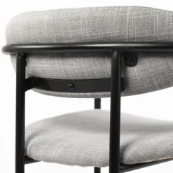 Bar Stools & Counter Height Stools-Kirkland's Home Smoke Arm Rest Upholstered Counter Stool Gray