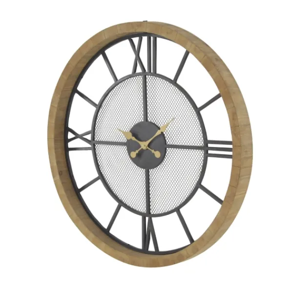 Clocks-Kirkland's Home Smoke Gray Vintage Matte Mesh Wall Clock