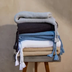 Blankets & Throws-Kirkland's Home Smoke Spring Knit Throw Blanket Blue