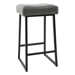 Bar Stools & Counter Height Stools-Kirkland's Home Smokey Vegan Leather Counter Stools, Set Of 2 Gray